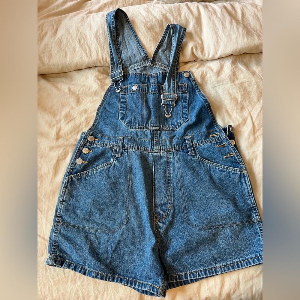 Gasoline denim overall shorts